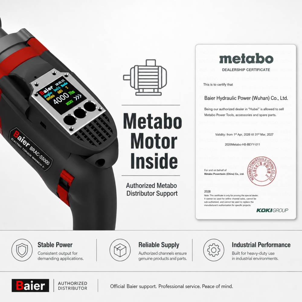 Llave dinamom&eacute;trica el&eacute;ctrica BRAC-S5000 con motor Metabo y soporte de distribuidor autorizado