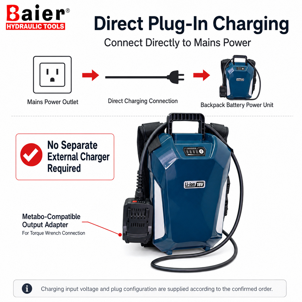 Unidad de alimentación de batería de litio de mochila de 18 V y 40 Ah para llaves dinamométricas inalámbricas Baier