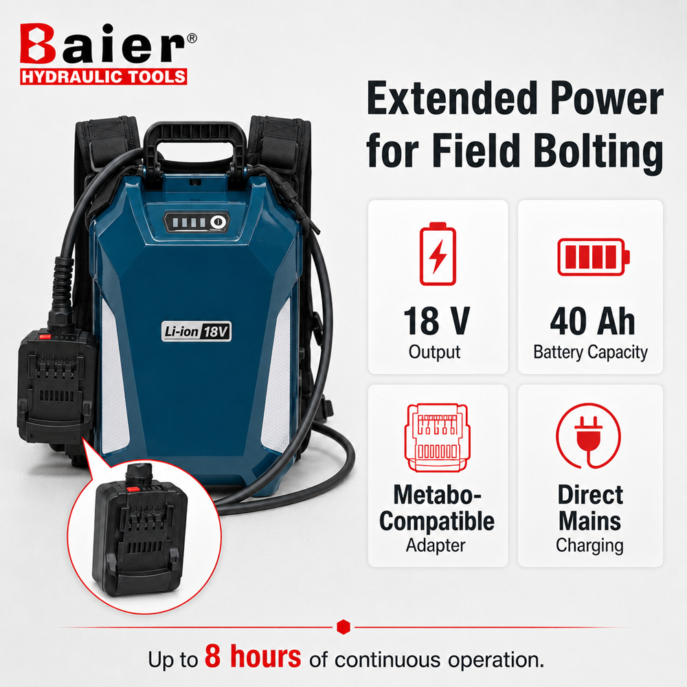 Unidad de alimentación de batería de litio de mochila de 18 V y 40 Ah para llaves dinamométricas inalámbricas Baier
