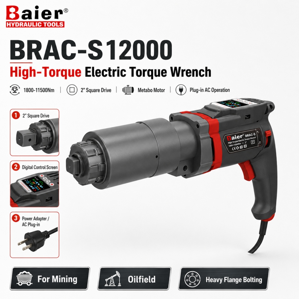 BRAC-S12000 Llave dinamométrica eléctrica de alto torque para mantenimiento de minas y campos petrolíferos 1800-11500 Nm